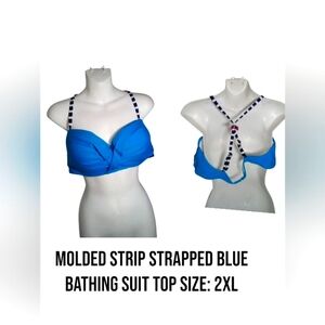 Blue Strapped Bathing Suit Top